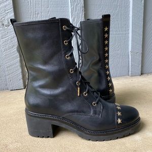 MICHAEL KORS Black Cody Star Combat Boots